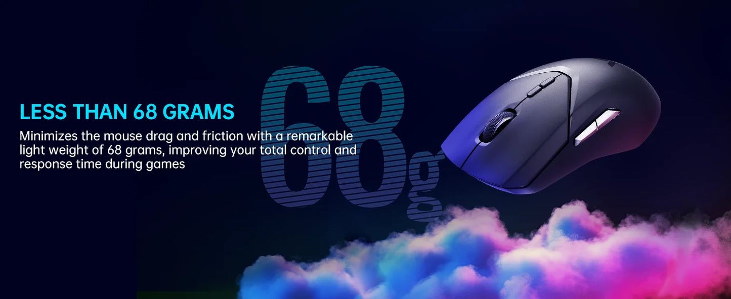 Rapoo VT9PRO Wireless Gaming Mouse – PAW3398, 68g, 26000DPI, Type-C, Programmable, Ergonomic