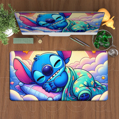 Cute Anime XXL Gaming Mouse Pad – Kawaii Stitch Design, Lock Edge, Non-Slip Rubber
