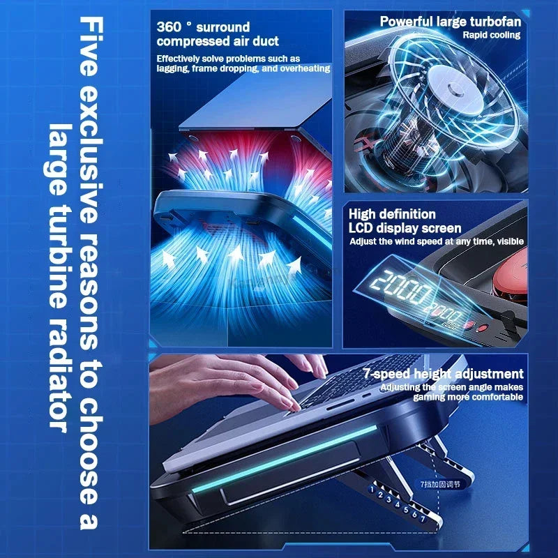 FL08 Laptop Cooling Pad – Powerful Adjustable Fan, Strong Airflow, Gaming Cooling Stand | AU/EU/UK/US Plug