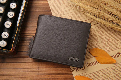 Genuine Cowhide Leather Men's Wallet – Short Bifold