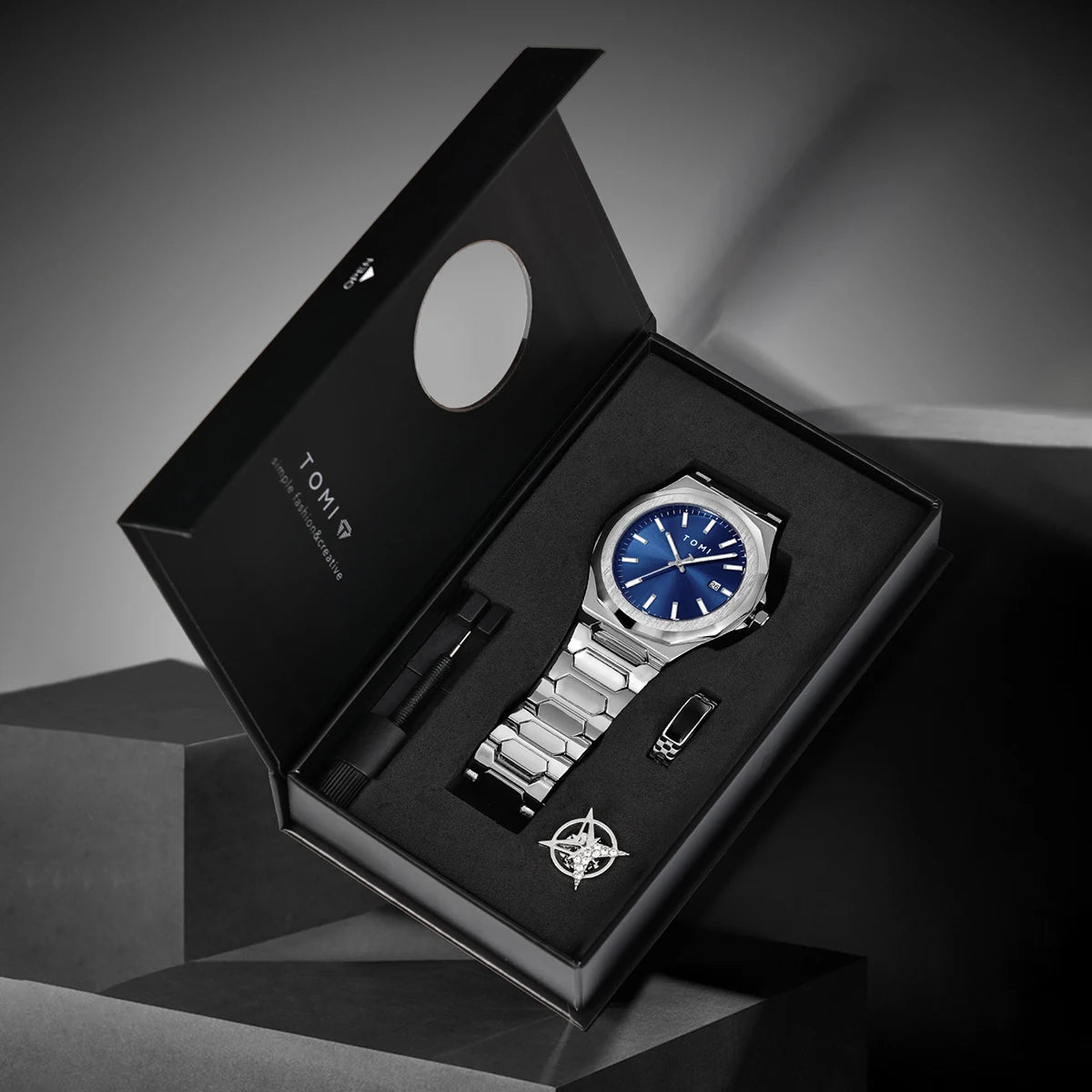 TOMI Luxury Men’s Watch & Gift Box Set – Business Quartz Watch