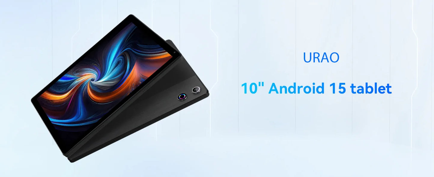 URAO Tablet 10" – Android 15, 20GB RAM, 64GB, 1280x800 IPS, WiFi 6, Widevine L1 + Keyboard Set