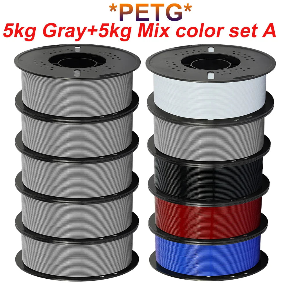 KINGROON 10KG 3D Printer Filament Bundle – PLA & PETG, 1.75mm Mixed Colors