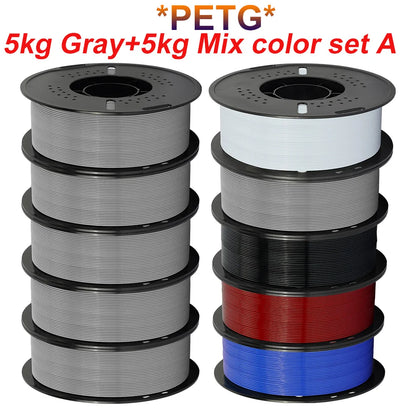 KINGROON 10KG 3D Printer Filament Bundle – PLA & PETG, 1.75mm Mixed Colors