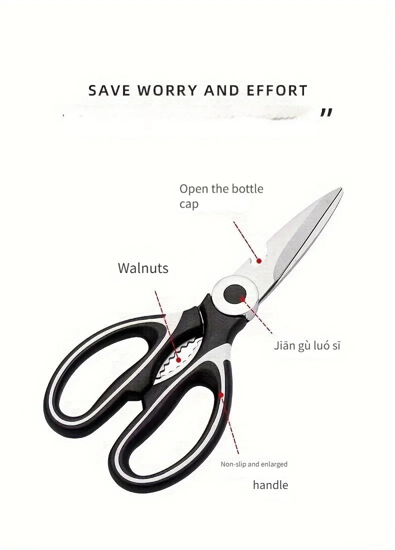 Multifunctional Kitchen Scissors | Stainless Steel Meat, Fish & Food Cutting Shears