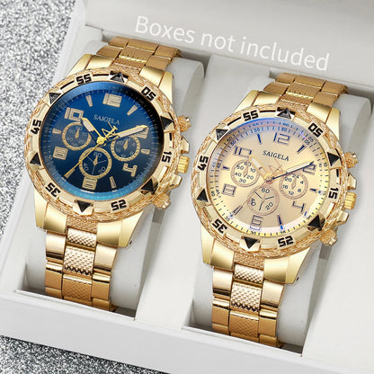 Men's 2-Piece Business Watch Set - Arabic Dial Steel Band Quartz Watch Gift Set