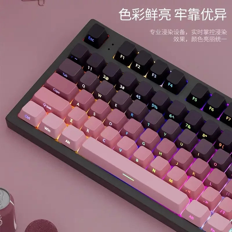 Transparent Pbt Keycaps With Side-Engraved Opacity Gradient Dye Sublimation For Mechanical Keyboard Six Color Personalized Fit