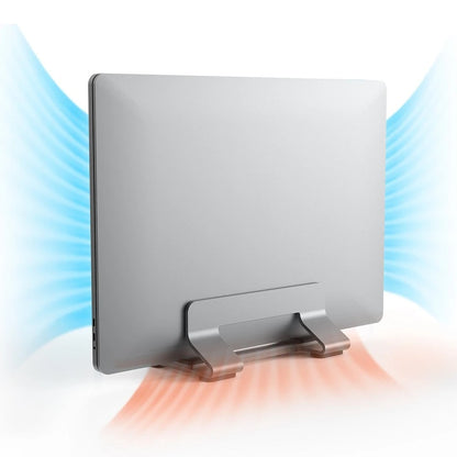 Adjustable Aluminum Vertical Laptop Stand — Tool-Free, 12–30mm Width, Universal Fit