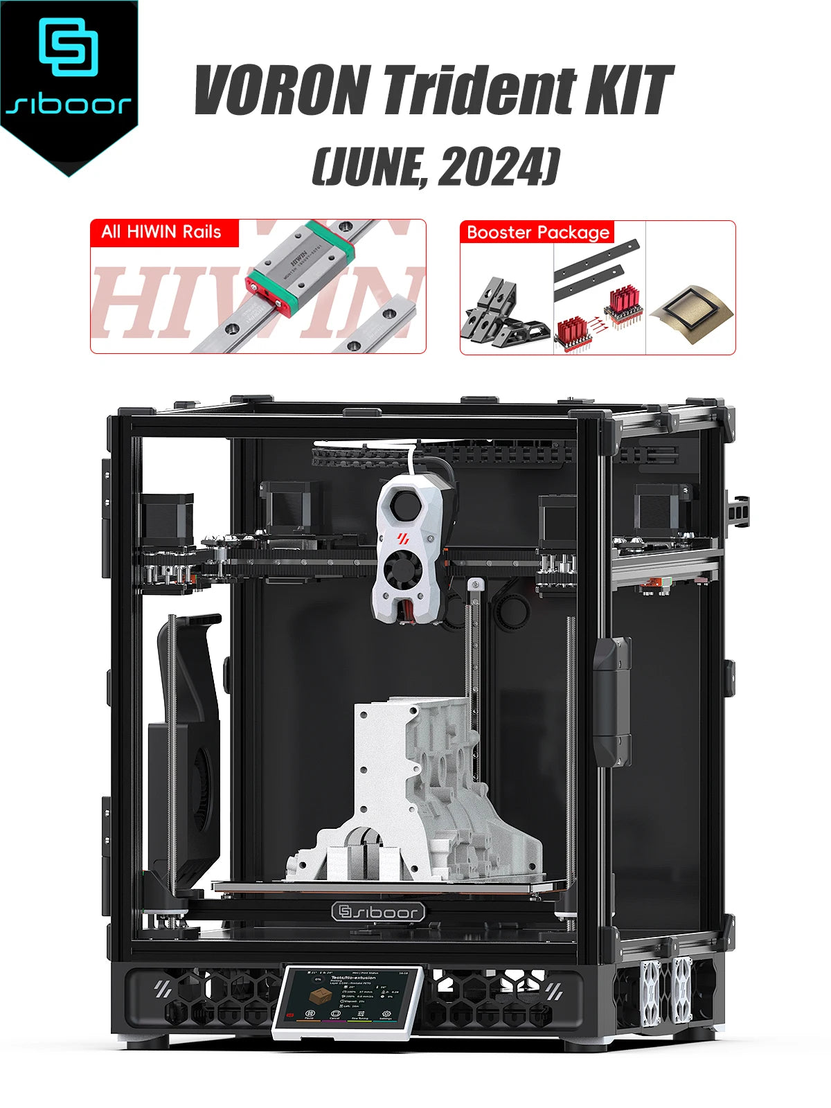 SIBOOR Voron Trident 3D Printer Kit – 4AWD, All HIWIN Rails, CNC Metal CoreXY