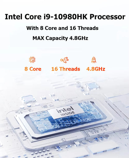 Mini PC Gamer Intel Core i9-10980HK – Windows 11 Pro, WiFi 6, 4K, Compact Gaming Desktop