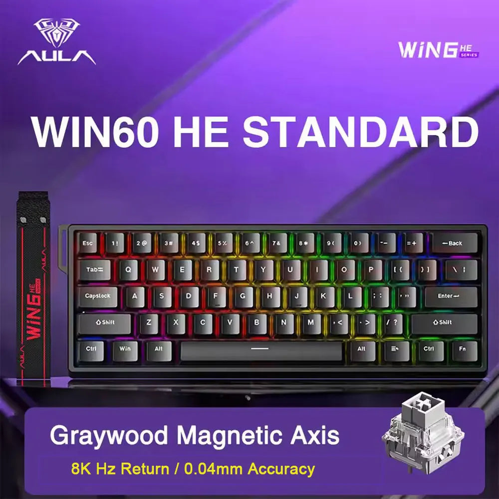 R.E.D. Shopping Aula Win68 HE magnetic mini gaming keyboard with RGB backlit mechanical keys and hot-swappable switches.