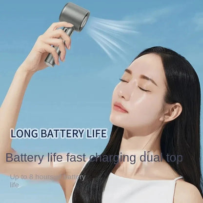 5000mAh Handheld Mini Fan – USB Rechargeable, Ice Compress Cooling, LED Display, 3 Speeds
