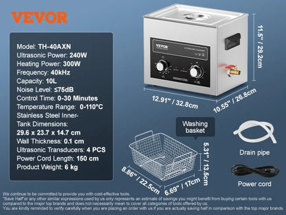 SucceBuy Ultrasonic Cleaner 2L–30L | Heater & Timer | Lab, Auto Parts, Jewelry
