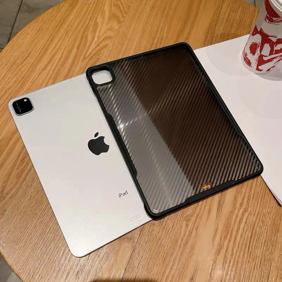 Carbon fiber shockproof iPad case by R.E.D. Shopping, hard cover design for iPad Air, Pro, Mini, 3rd-10th Gen with textured surface.