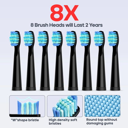 Seago SG-958 Fast Rechargeable Electric Toothbrush – Smart Auto, 8 Brush Heads, 5 Modes, IPX7 Waterproof
