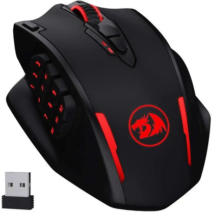 Redragon M913 Wireless Gaming Mouse – 16000 DPI, 16 Buttons, RGB, 2.4GHz (Black/White)