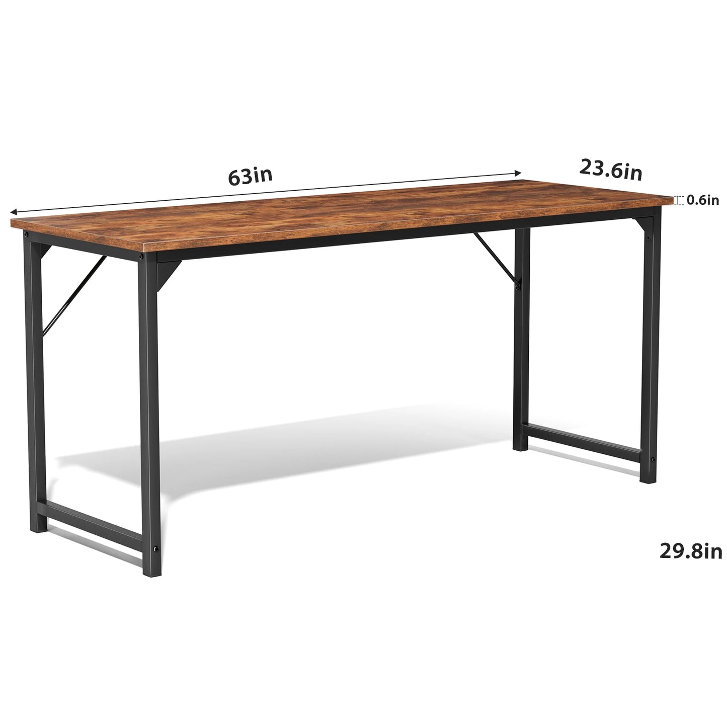 JHK Computer Desk | 5 Sizes, Modern Metal Frame & Wood Top