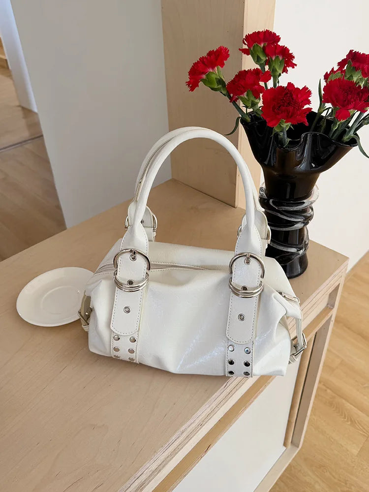NIGEDU Rivet PU Leather Shoulder Bag