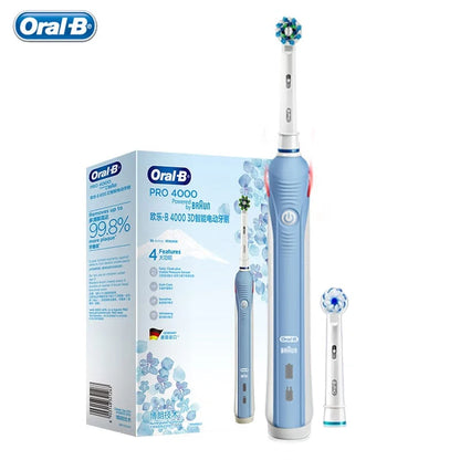 Oral-B Pro 4000 Electric Toothbrush – 3D Action, Pressure Sensor, 4 Modes, Gum Care, Waterproof