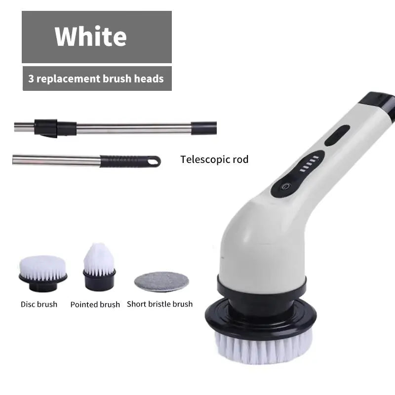 R.E.D. Shopping cordless electric spin scrubber with 9-in-1 cleaning brush and LED light for versatile home cleaning tasks.