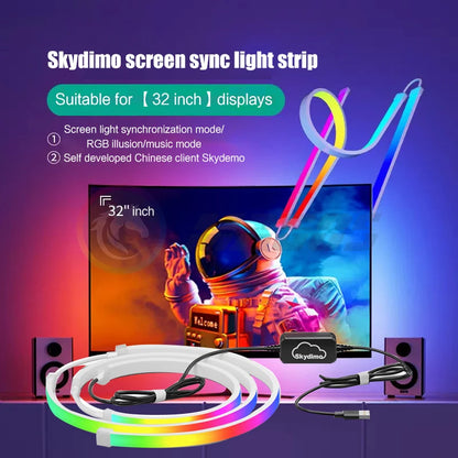 Skydimo Ambilight RGB LED Strip for PC Monitor – AURA USB 5V Software Control (24"/27"/32"/34")