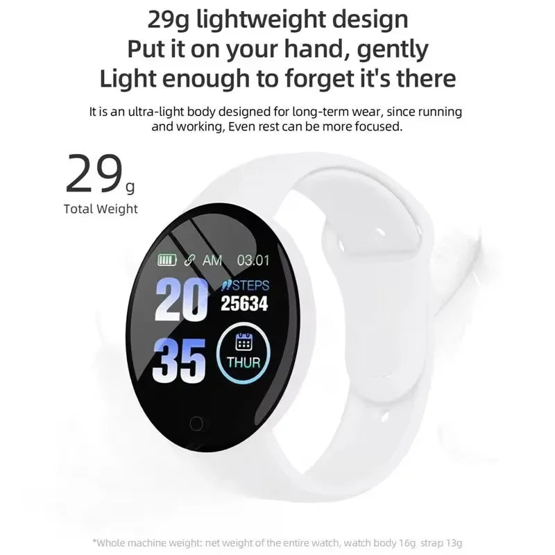 R.E.D. Shopping D18 smartwatch with circular color screen, multi-sport modes, call and music control, wearable electronics.