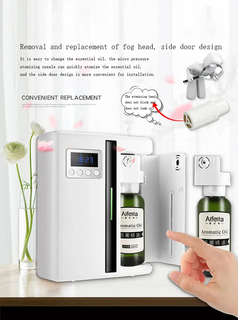 Bluetooth Room Fragrance Diffuser 300m³ – Electric Essential Oil Air Freshener for Home