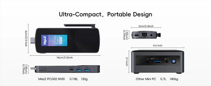 MeLE PCG02 Mini PC Stick – Intel N100, 8GB LPDDR4x, 256GB SSD, 4K HDMI, PXE, Windows 11