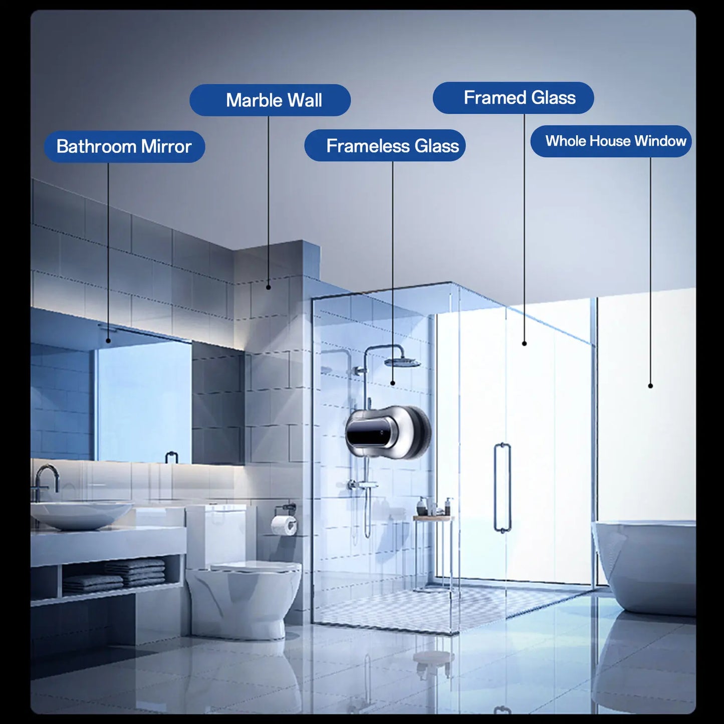 Intelligent Automatic Window Cleaner Robot – Water Spray, Remote Control, Vacuum Suction | Glass & Mirror Cleaning