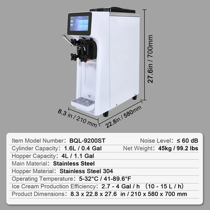 SucceBuy 4L Commercial Soft Serve Ice Cream Machine – Touch Screen