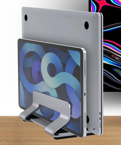 Aluminum Vertical Laptop Stand – Tool-Free, Adjustable 12–30mm, for MacBook, Lenovo, HP, Dell and More