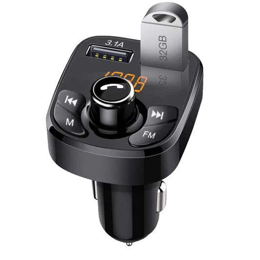 Bluetooth FM Transmitter Car Charger | 3.1A Fast Charging, Wireless Audio, MP3 Player, Dual USB