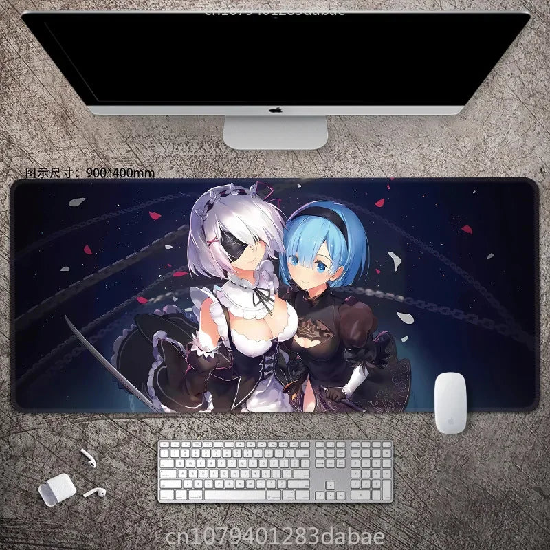 NieR Automata ARPG Leather Mouse Pad – Waterproof PU Leather, Keyboard Table Mat, E-Sports Gaming