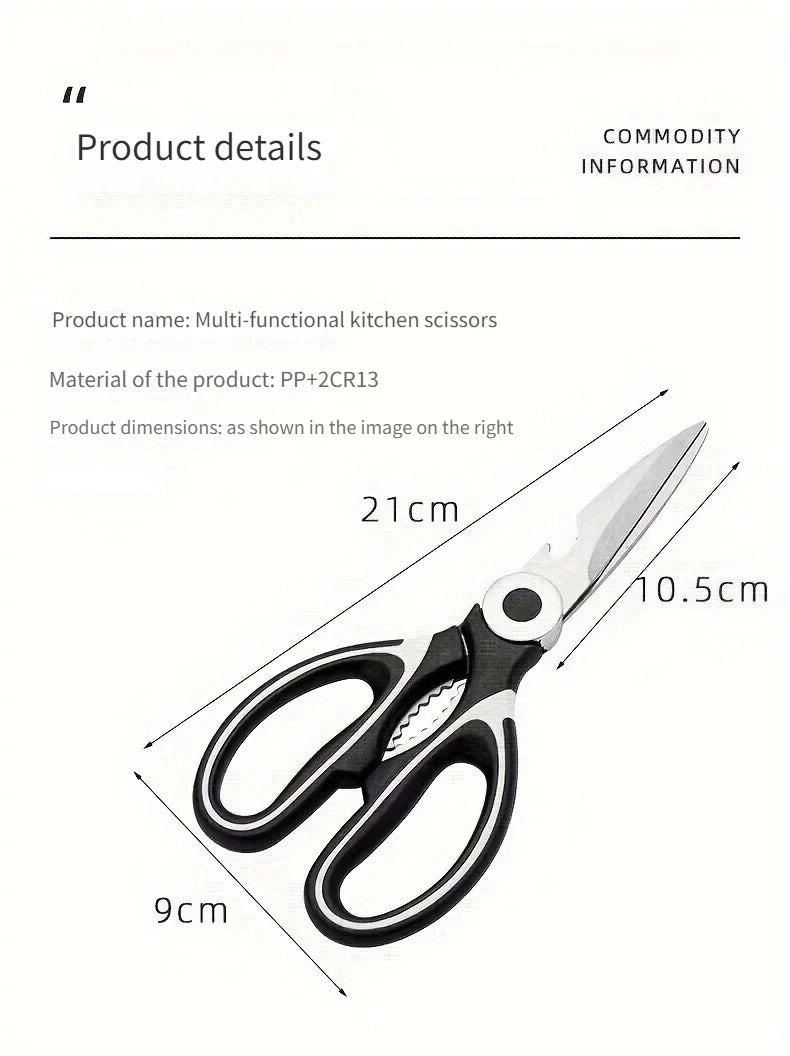 Multifunctional Kitchen Scissors | Stainless Steel Meat, Fish & Food Cutting Shears