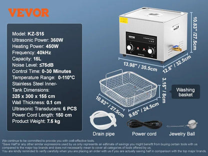 SucceBuy Ultrasonic Cleaner 2L–30L | Heater & Timer | Lab, Auto Parts, Jewelry