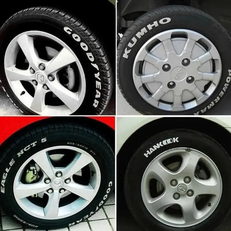White Tyre Paint Pen Set | Waterproof Oil-Based Quick Dry Permanent Marker for Car Tyres (3pcs)