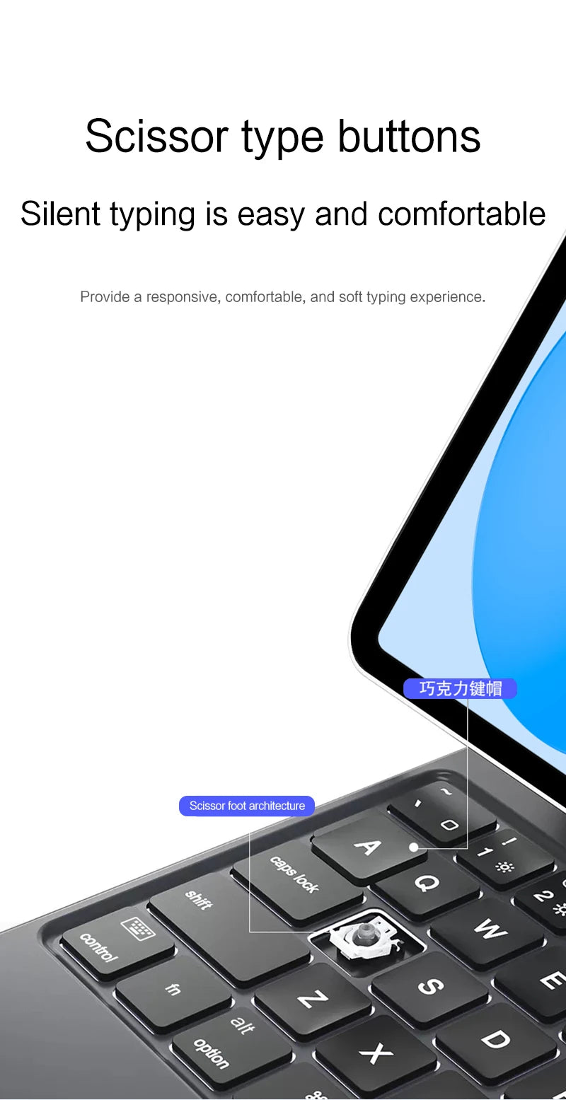 Magic Keyboard for iPad 11th Gen (A16) 2025 | Smart Case | Multi-Language | Black & White | 7 Languages