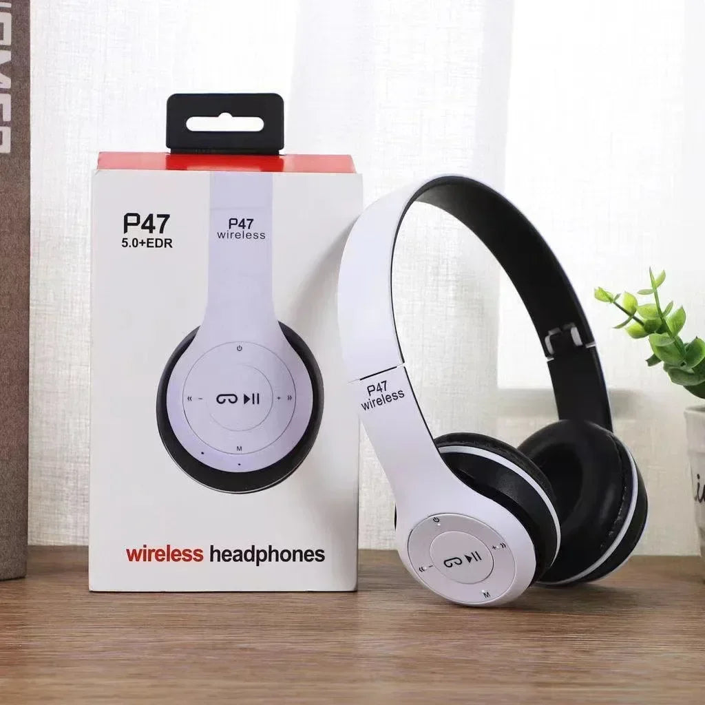 Portable foldable R.E.D. Shopping Bluetooth headset with wireless and wired options, head-mounted design, and TF card support.