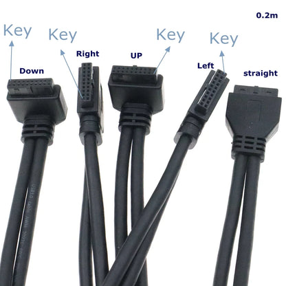 CableCC 90° USB 3.0 20-Pin Motherboard Extension Cable – Straight/Left/Right/Up/Down, 0.2m