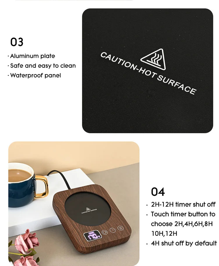 Coffee Mug Warmer – 3 Temperature Settings, Auto Shut-Off, Electric Beverage Heating Plate | Desk & Office