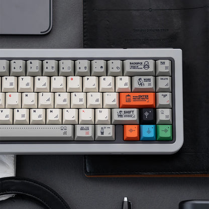Retro Gray PBT Keycaps 140+ Keys – Cherry Profile, Five-Sided Dye-Sub, 64/87/98/108