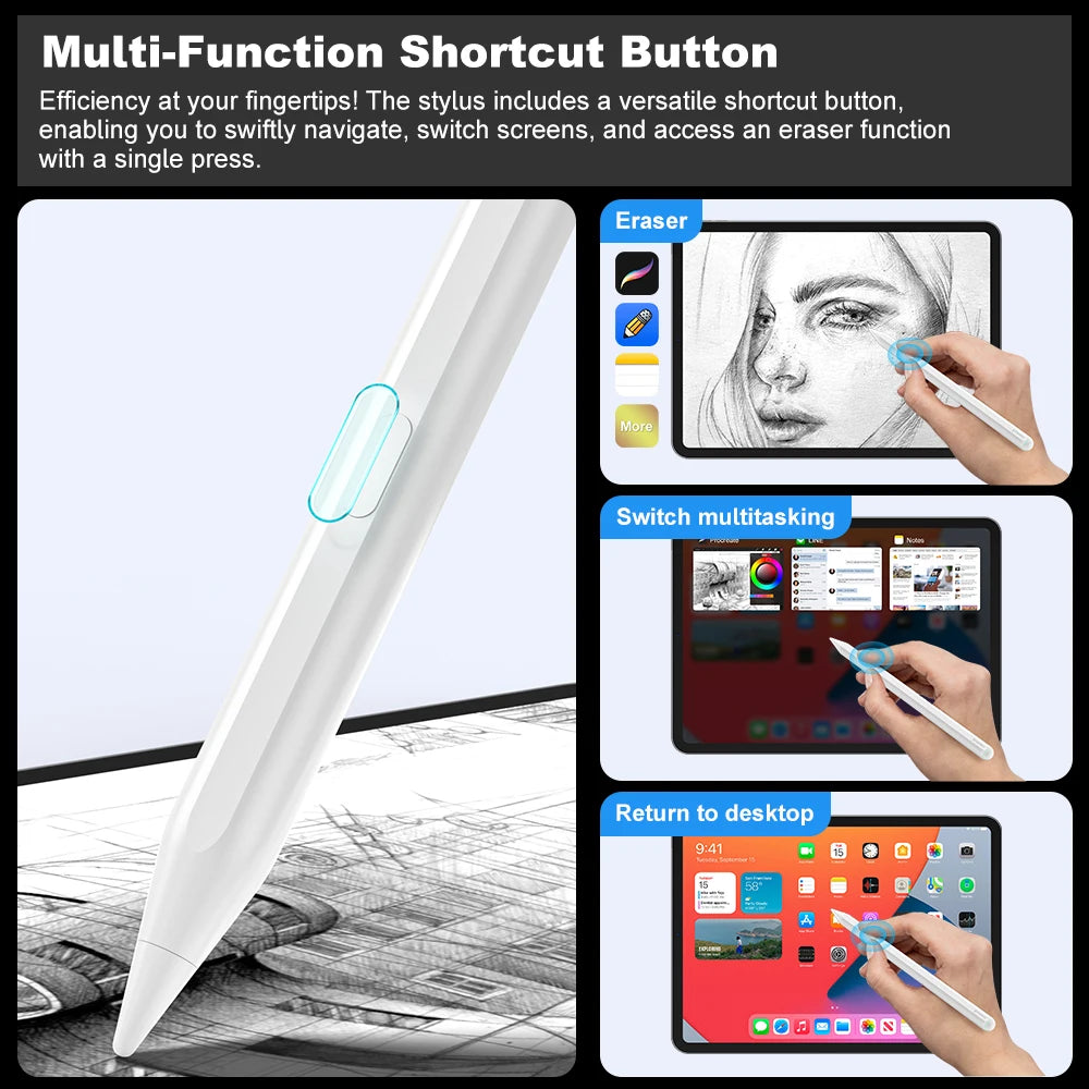 iPad Stylus Pen – Wireless Charging, Palm Rejection, Tilt Sensitivity for iPad Pro, Air, Mini