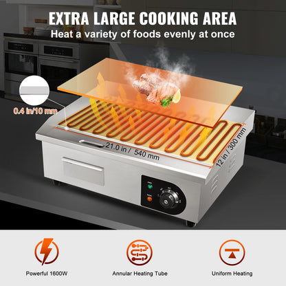 SucceBuy 21" Commercial Electric Griddle – Flat Pan Teppanyaki Grill