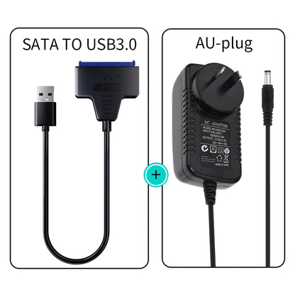USB 3.0 to SATA Cable for 2.5"/3.5" HDD & SSD – with 12V/2A Power Adapter