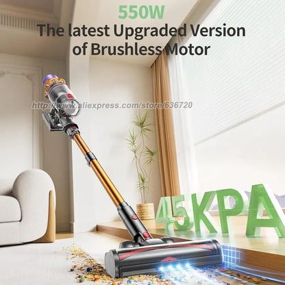 V18 Cordless Stick Vacuum Cleaner – 550W, 45kPa Suction, Touch Screen, Self-Standing, Wall Mount Charging | EU/US/UK/AU