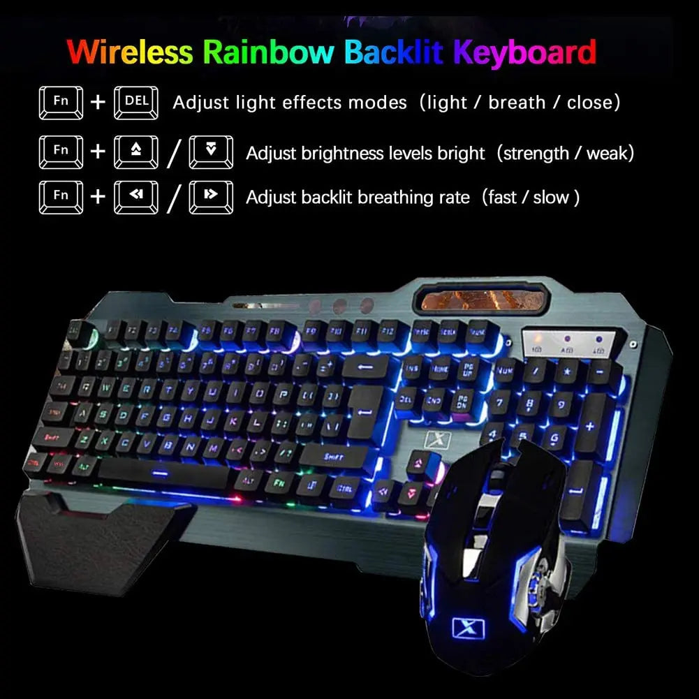 MAMBASNAKE K680 Wireless Keyboard & Mouse Set – 3800mAh, Rainbow Backlit, for PC, PS4, PS5, Xbox