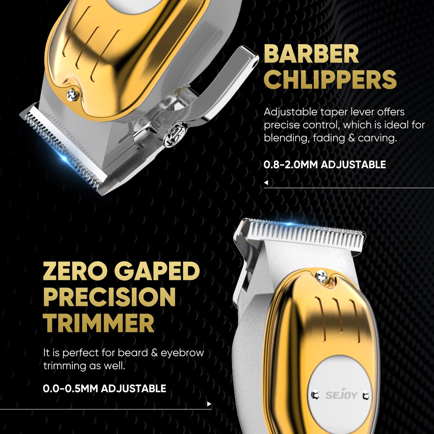 Sejoy Professional Hair Clipper Combo Kit | Cordless Rechargeable | Barber Haircut Machine