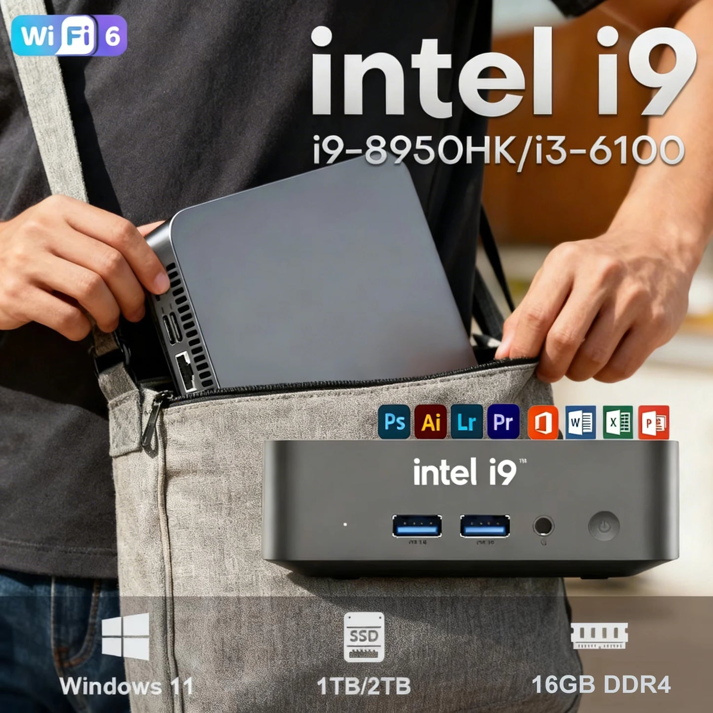 Windows 11 Mini PC | Intel Core i9-8950HK / i3-6100 | 16GB RAM | 1TB–2TB SSD | WiFi 6 | BT 5.2