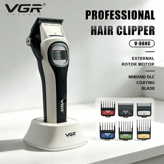 VGR V-888C Brushless Motor Cordless Hair Clipper – 7000-8000RPM, 2500mAh, 150min, Wet/Dry, Barber Trimmer
