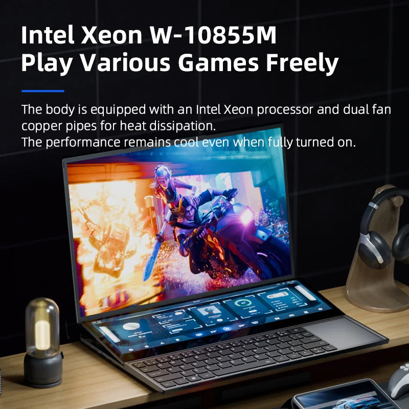 BYONE Dual Screen Gaming Laptop — Intel 10th Gen, Up to 64GB DDR4, Up to 4TB SSD, Windows 11, Touch Display